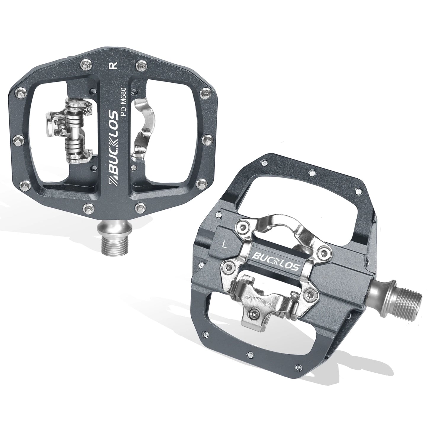 Bucklos Pedali MTB Piatto Piattaforma in Lega di Alluminio con Sistema SPD Integrato Compatibile Mountain Bike
