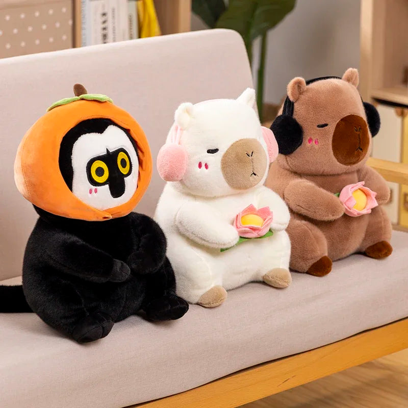 Simpatico Peluche Capibara Che Tiene Fiore Di Loto Morbido Giocattolo Per Bambini Regalo Compleanno Natale