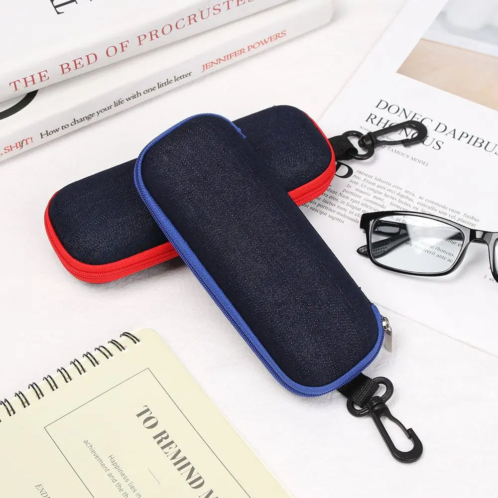 Custodia Per Occhiali In Denim Con Cerniera Scatola Portatile Per Occhiali Da Sole E Da Lettura