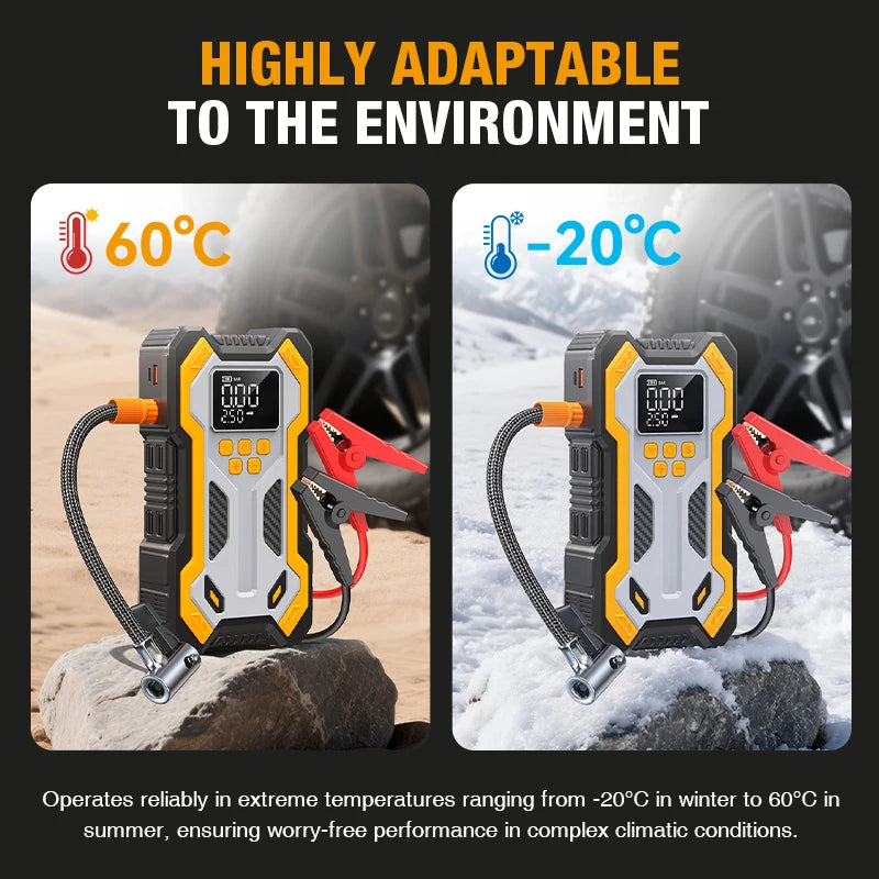 Avviatore Di Emergenza Con Compressore Aria Auto Portatile 7000A Booster 12V Gonfiaggio Pneumatici Automatico A 160 Psi
