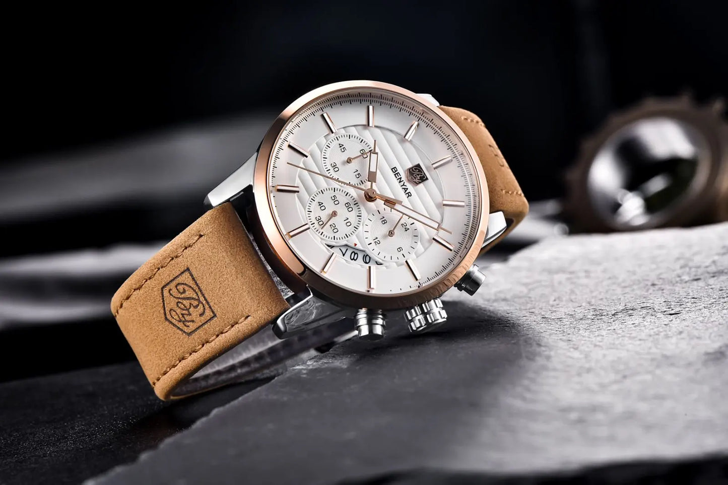 Orologio Da Uomo BENYAR Al Quarzo In Pelle Impermeabile Multifunzione Cronografo calendario Resistente Agli Urti