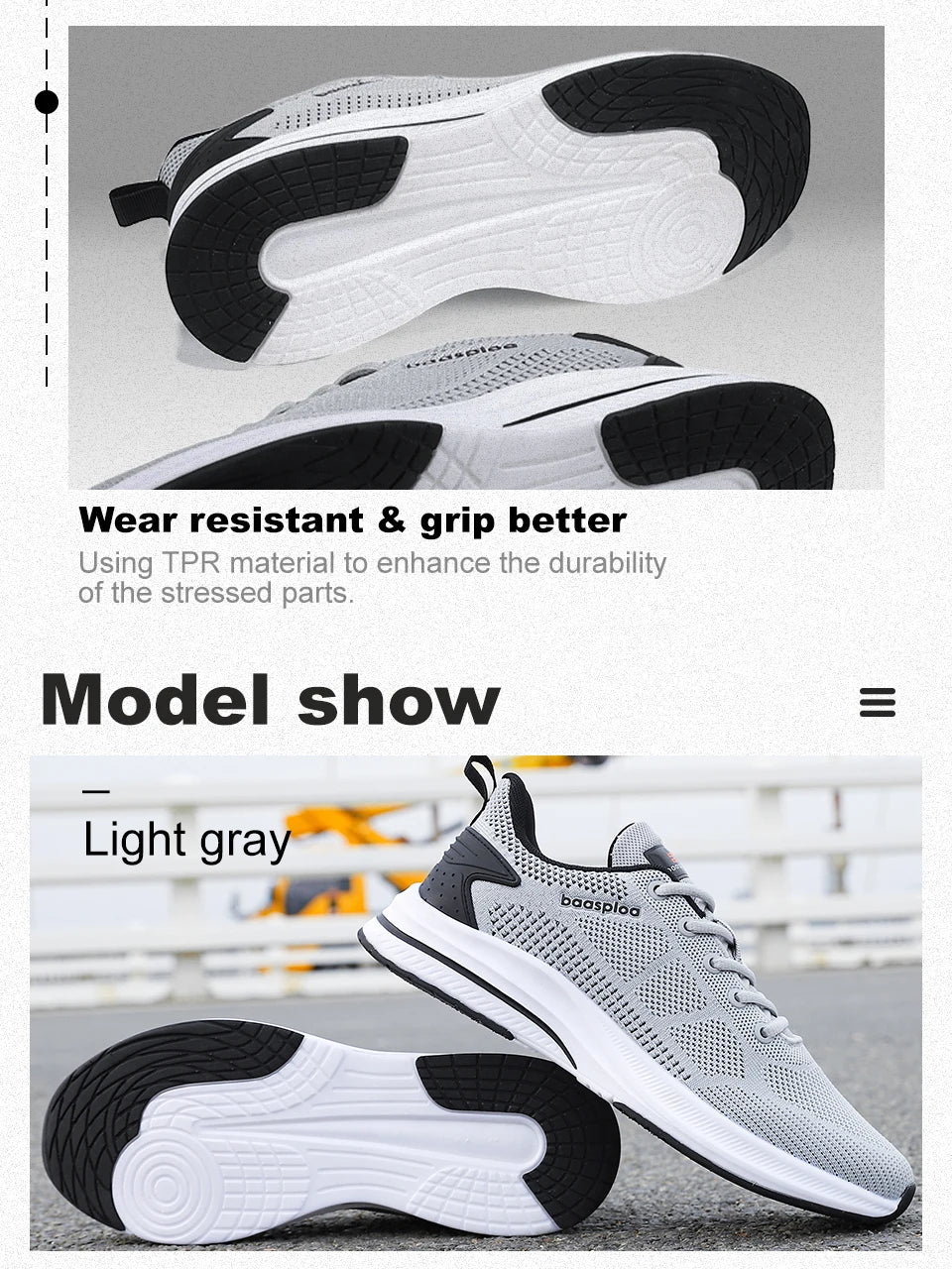 Baasploa Scarpe Da Corsa Uomo Leggere In Mesh Traspiranti Con Lacci Per Attività All Aperto
