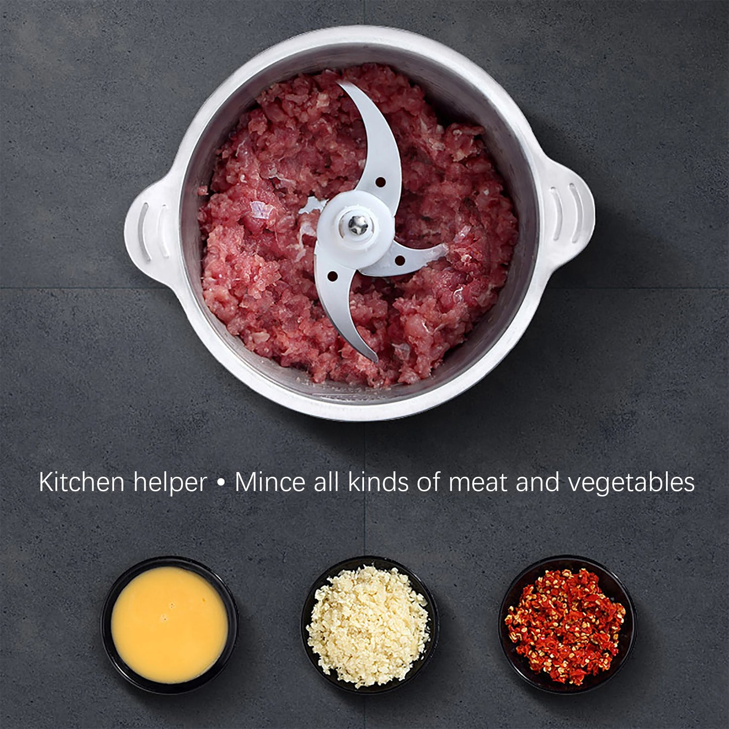Tritatutto Elettrico 2 Velocità In Acciaio Inossidabile Tritacarne Robot Da Cucina Con Affettatrice E Frullino Per Uova