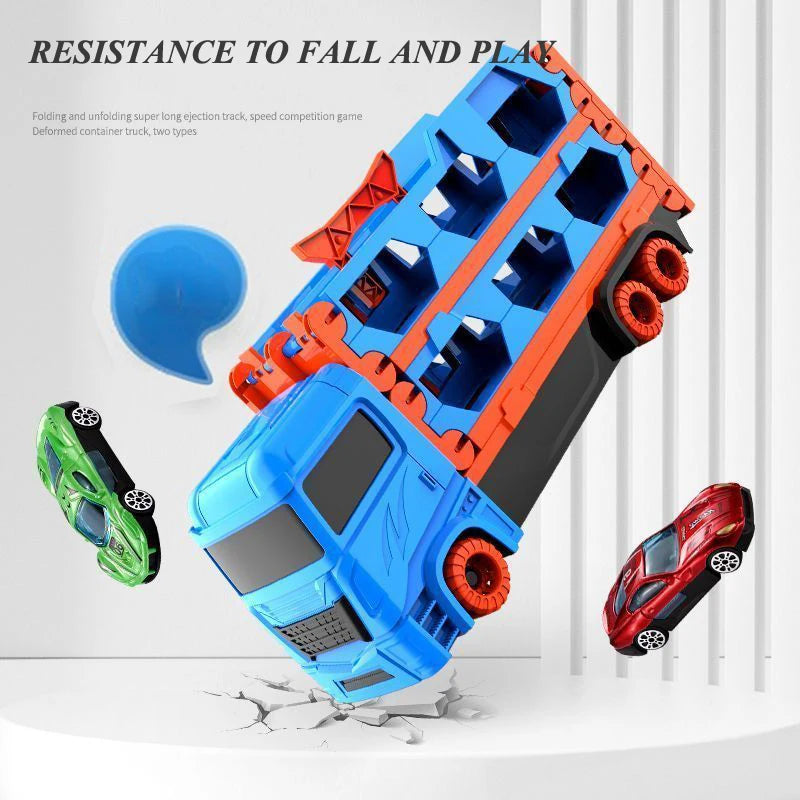 Grande Camion Trasportatore per Auto con Pista Pieghevole Veicolo da Corsa Giochi Competitivi per Bambini Regalo