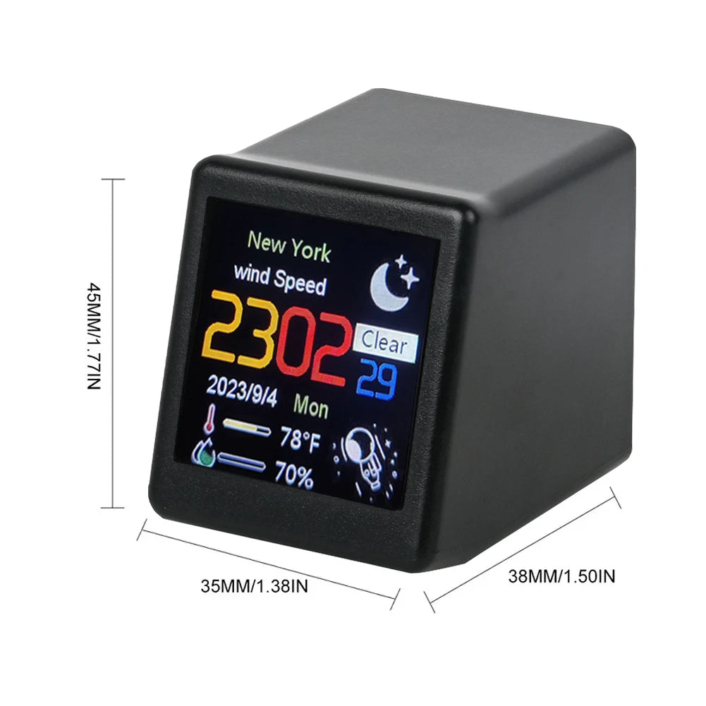 Stazione Meteorologica Portatile Con WiFi Display Meteo Temperatura Umidità Orario Sveglia Decorazione Desktop