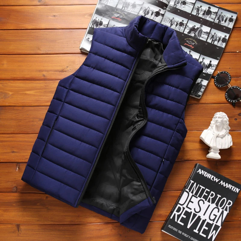 Gilet Da Uomo Impermeabile Con Cerniera Inverno Caldo Senza Maniche Collare Coreano Cappotto Autunnale Di Marca Casual