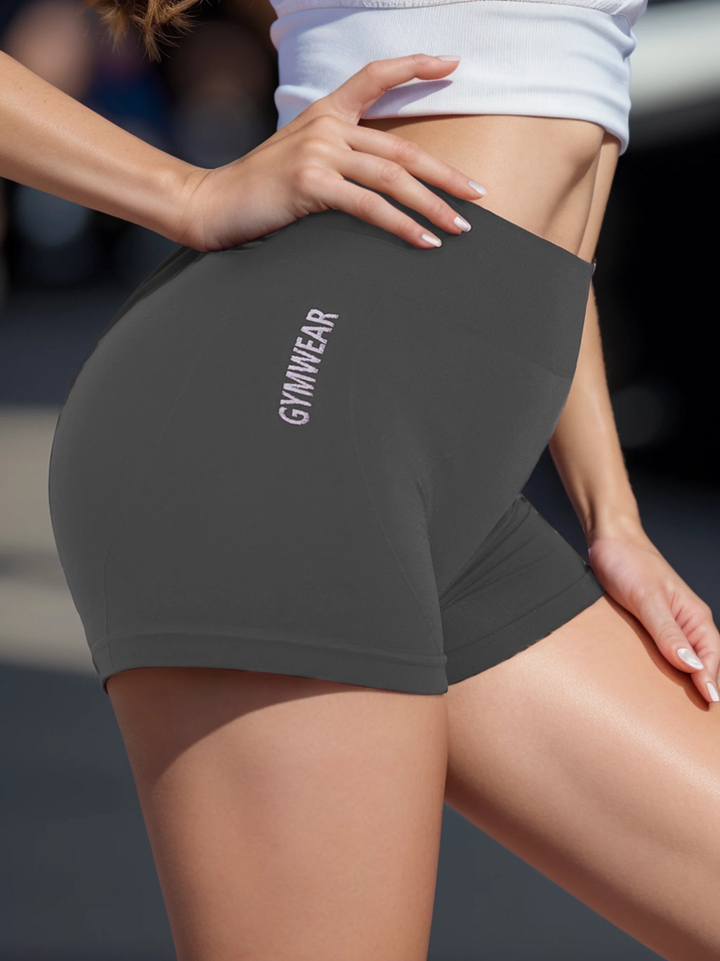 Pantaloncini Fitness Da Ciclismo Femminili Traspiranti Vita Alta Attillanti Per Allenamento