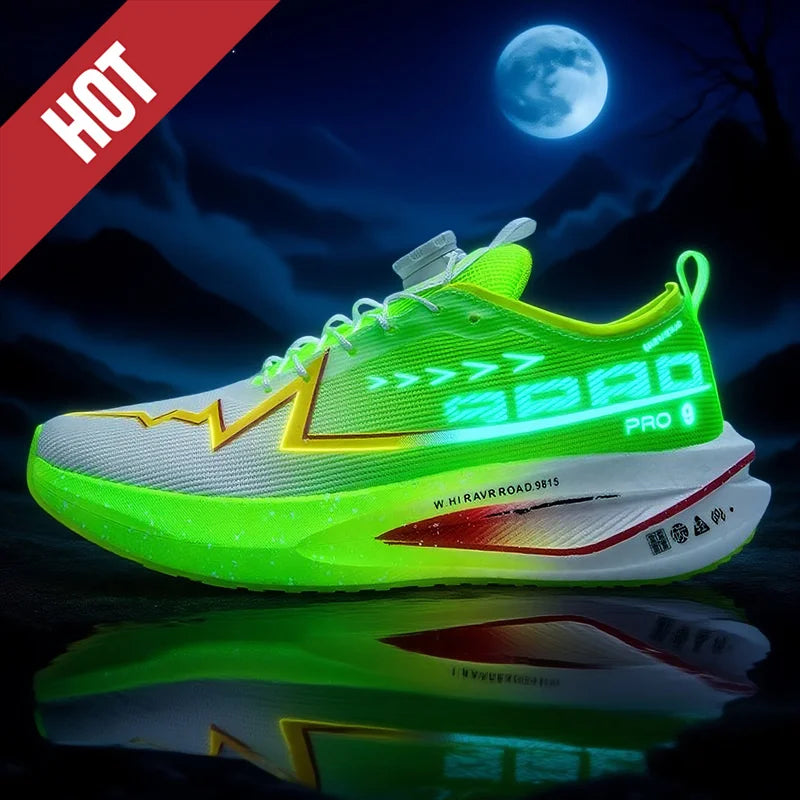 Scarpe Da Corsa Fluorescenti Con Piastra In Carbonio Per Maratona Leggere Traspiranti Antiscivolo Uomo Donna