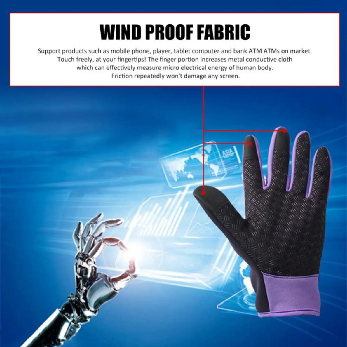 Guanti Da Ciclismo Invernali Con Supporto Al Polso E Touch Screen Antivento Antiscivolo Con Dita Intere