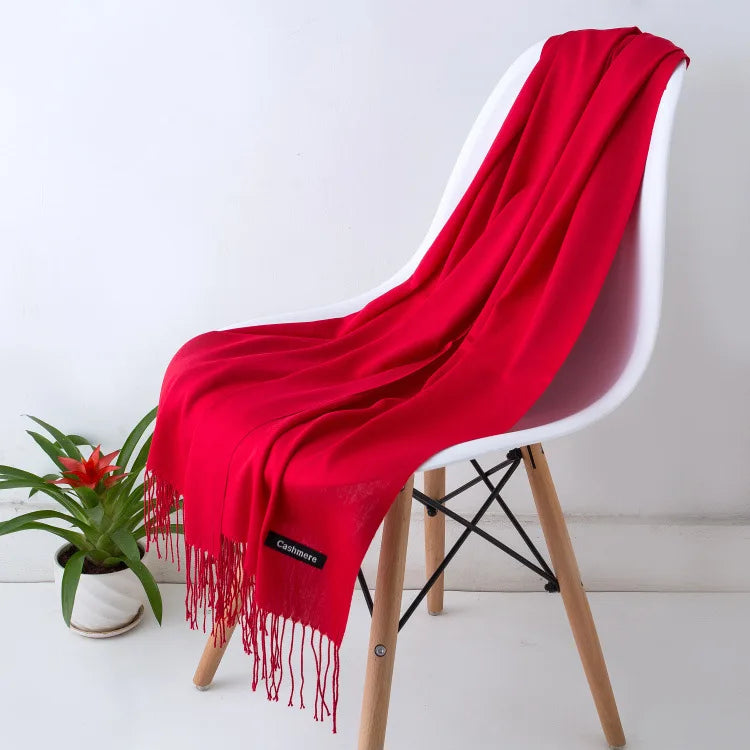 Sciarpa di Pashmina da Donna Morbida Cashmere Foulard Viaggio Ufficio Inverno Caldo Hijab Solido Avvolge Bandana