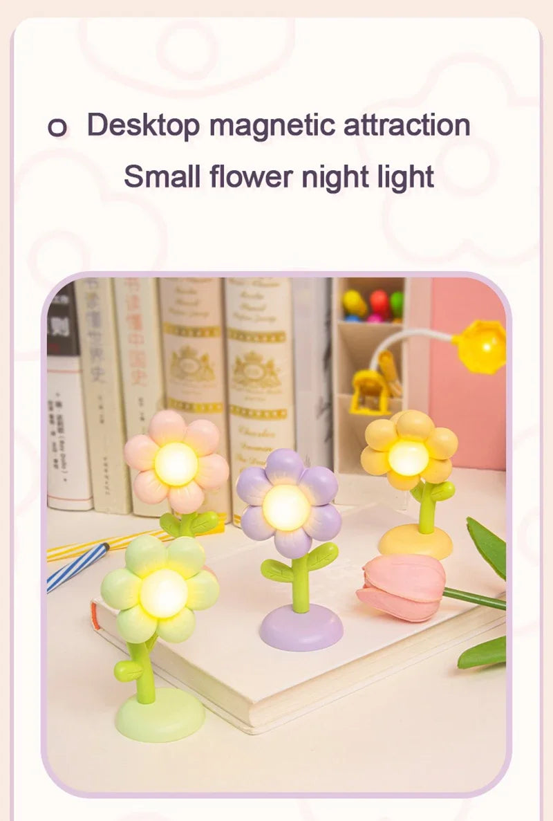 Lampada LED Fiore Notturna Mini Luce Da Tavolo Per Comodino Camera Da Letto Luce Ambientale Giocattolo Per Bambini Regalo