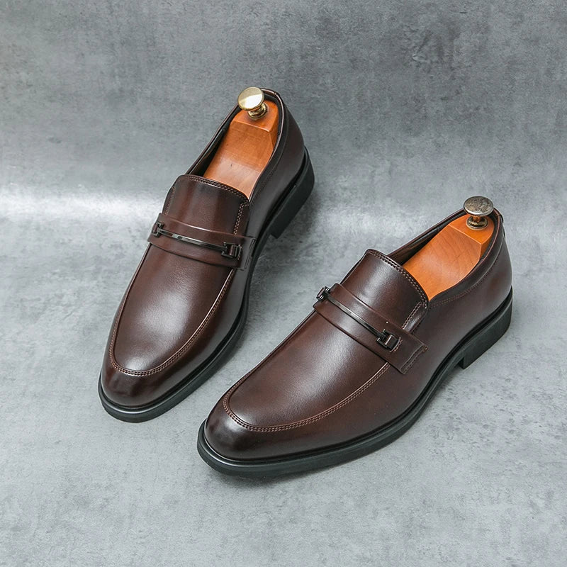 Scarpe Formali In Pelle Da Uomo Mocassini Slip On Classico Punta Tonda Traspirante Antiscivolo Per Ufficio Matrimonio