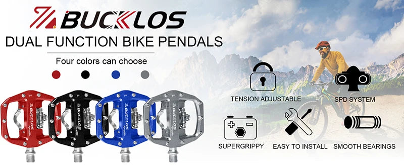 Bucklos Pedali MTB Piatto Piattaforma in Lega di Alluminio con Sistema SPD Integrato Compatibile Mountain Bike