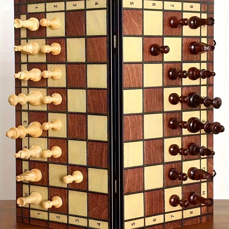 Set Di Scacchi Pieghevoli In Legno Da 44 Cm E 17,3 Pollici Con Tavolo Da Gioco In Feltro Per Adulti E Famiglie