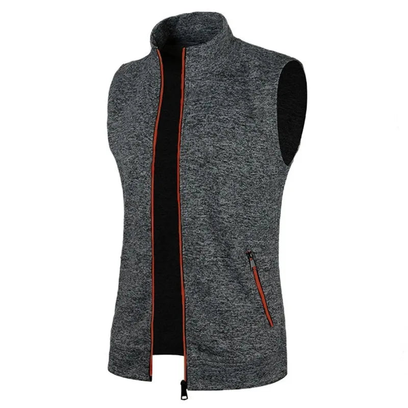 Gilet Senza Maniche Con Cerniera Da Uomo Autunno Traspirante Esterno Streetwear Dolcevita