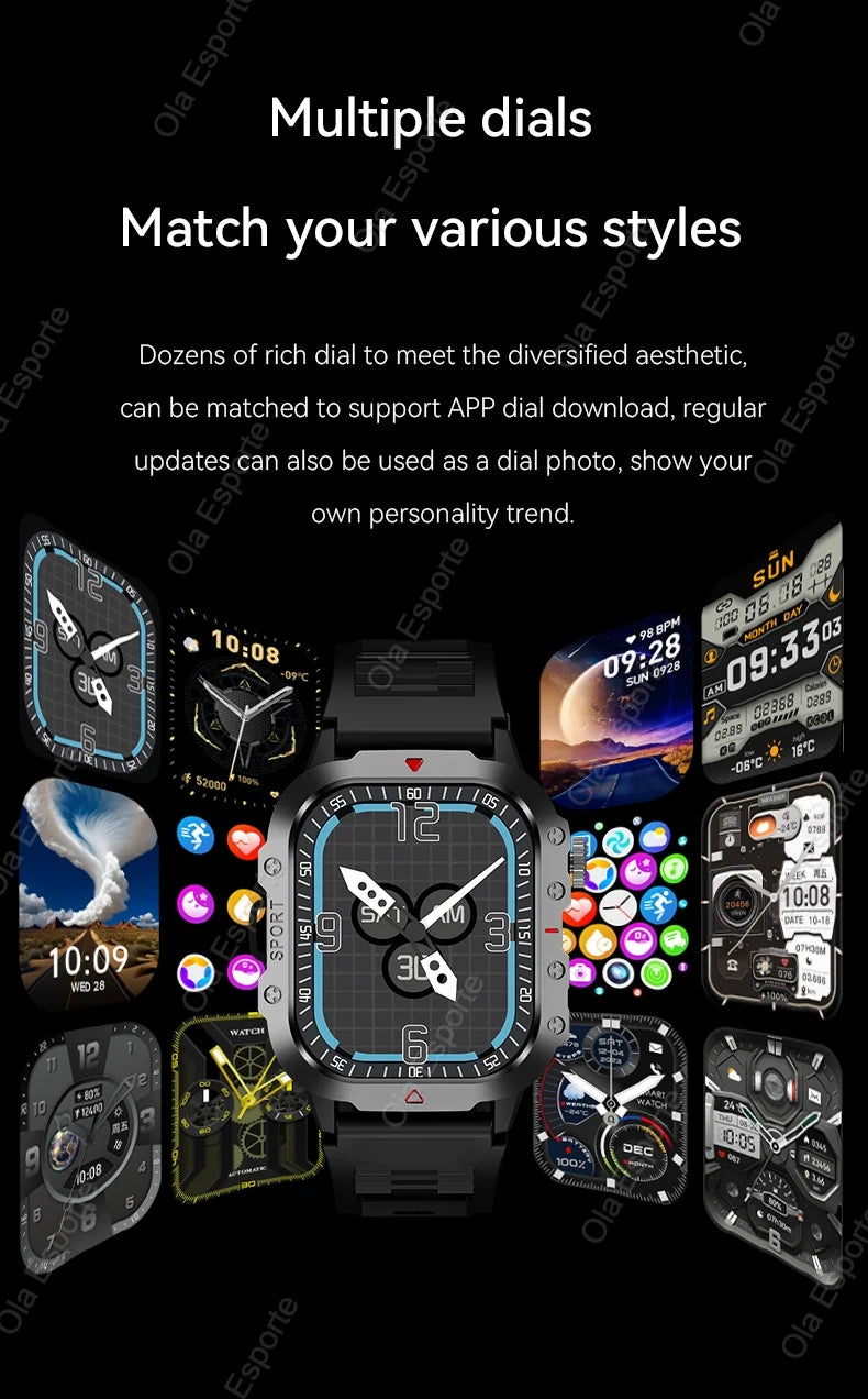 Smartwatch Militare Per Uomo 2026 IP67 3ATM GPS Bluetooth Salute Pressione Sanguigna Chiamate