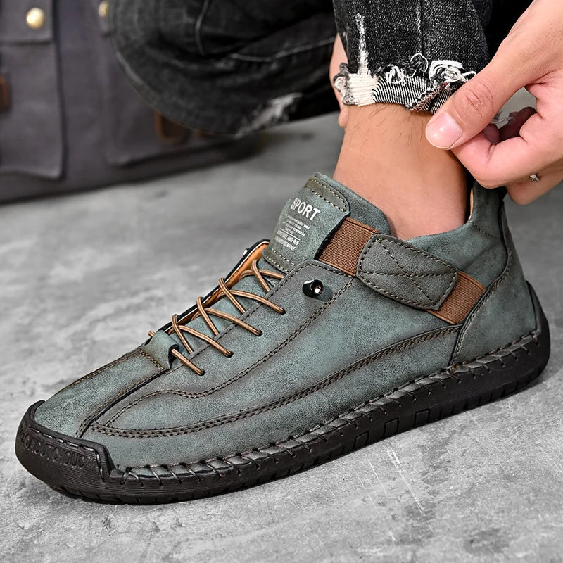 Stivali Da Uomo Primavera Autunno In Pelle Cuciti A Mano Lusso Retro In Stile Britannico Taglie Forti