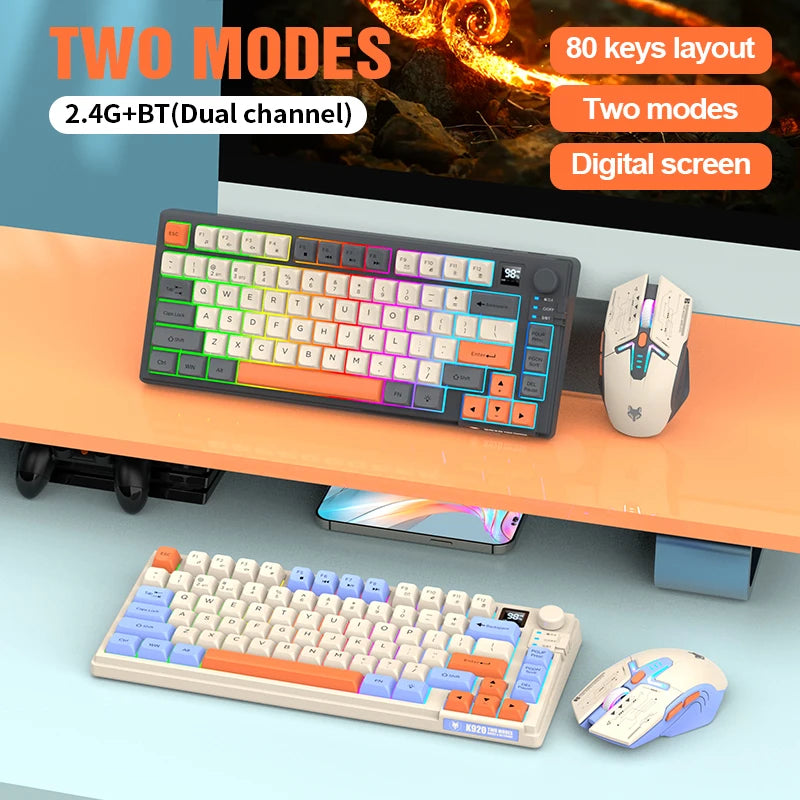 XUNFOX K920 Set Tastiera E Mouse Bluetooth Dual Mode Universali Per Laptop Ufficio E Gaming