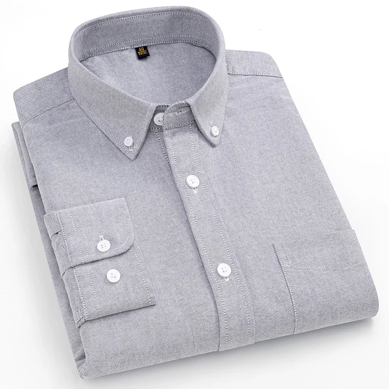 Camicie Scozzesi a Righe Da Uomo In Cotone Oxford Maniche Lunghe Con Bottoni Taglie 6XL 7XL Business Casual