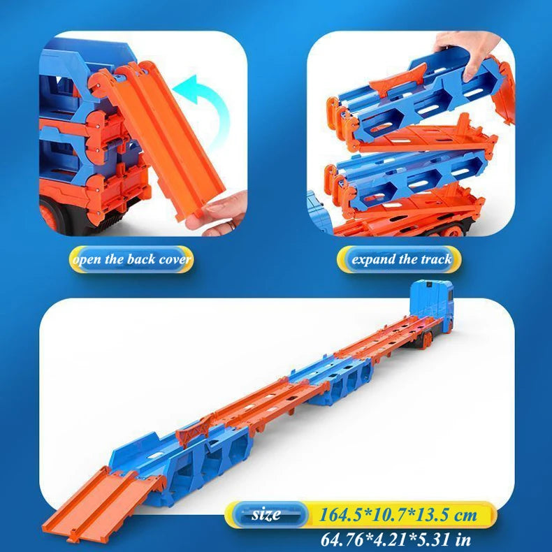 Grande Camion Trasportatore per Auto con Pista Pieghevole Veicolo da Corsa Giochi Competitivi per Bambini Regalo
