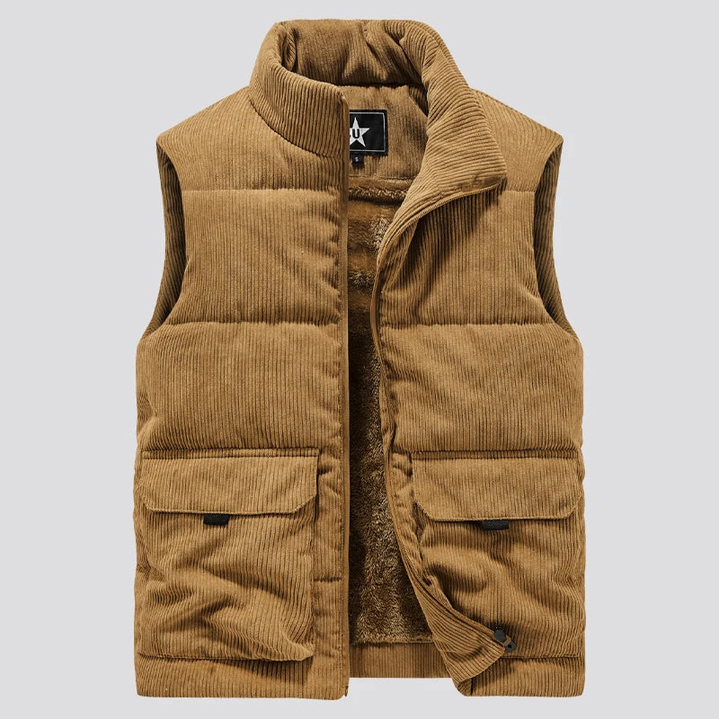 Gilet Pile Da Uomo Inverno Caldo Senza Maniche Con Colletto Quadrato Stile Esercito Abbigliamento