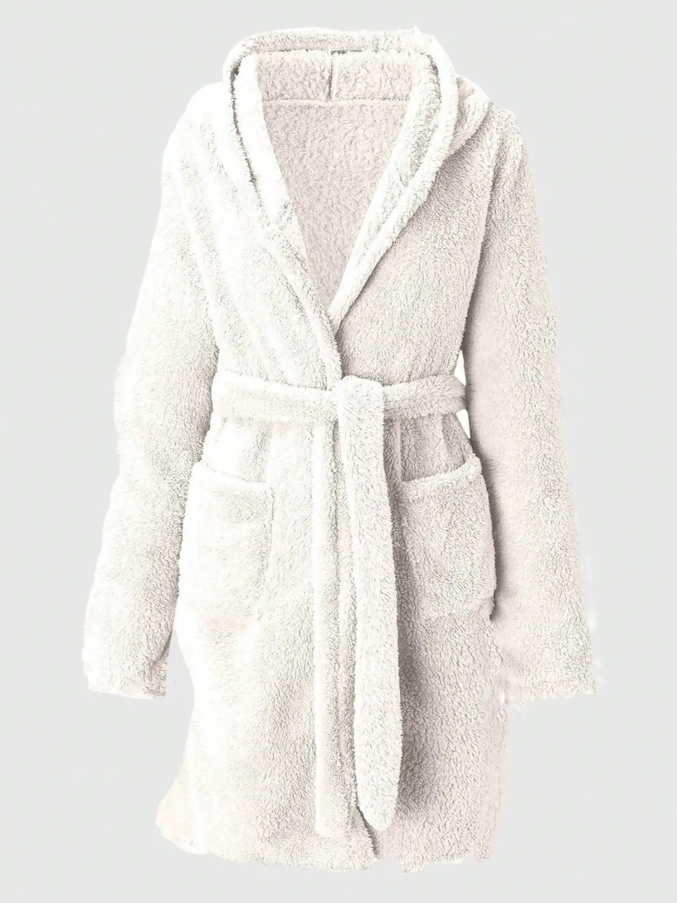 Vestaglia Da Donna Con Cappuccio Tinta Unita Con Cintura Calda E Morbida Per Casa Autunno Inverno