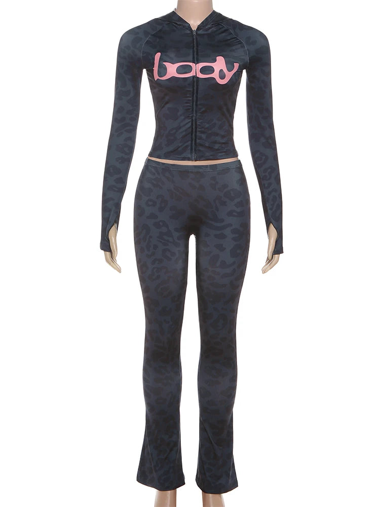 Sisterlinda Set Due Pezzi Cardigan Con Zip Da Donna Giacca Corta Con Cappuccio E Leggings Skinny Stile Sportivo