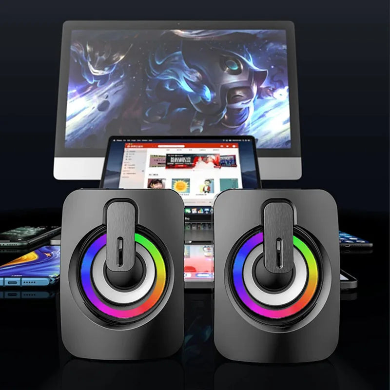 Altoparlanti PC USB Con Microfono Stereo HiFi Suono Premium Luce LED Per Desktop Studenti Appassionati