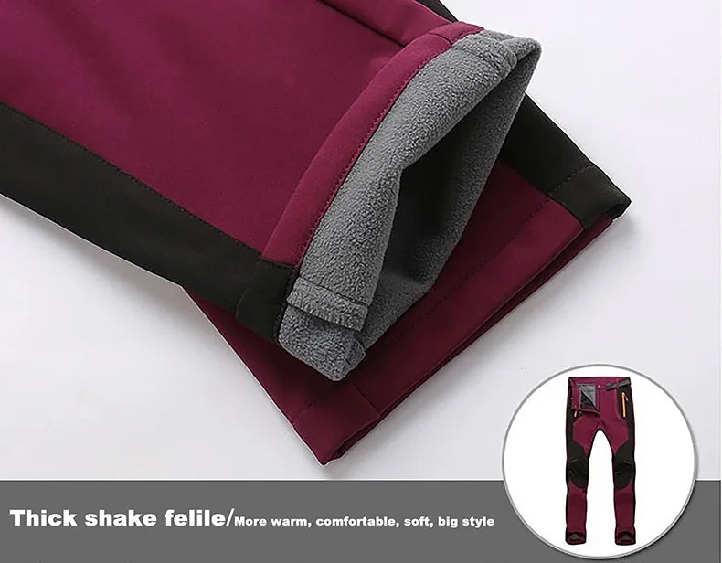 Pantaloni In Pile Invernali Da Donna Per Trekking Impermeabili Caldi Softshell All Aperto Antipioggia Antivento