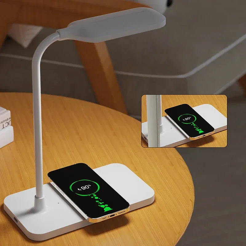 Lampada Da Scrivania LED Con Ricarica Wireless E Porta USB Dimmerabile Touch Luce Notturna Per Lettura E Giochi A Casa