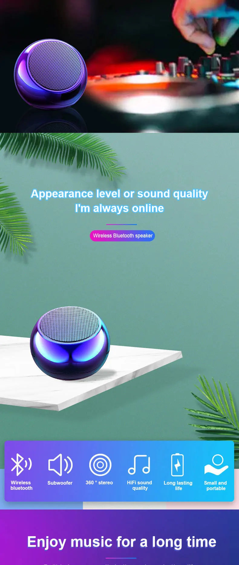 Altoparlante Bluetooth Wireless M3 Sound Box Audience Subwoofer Surround Stereo Metallo Portatili