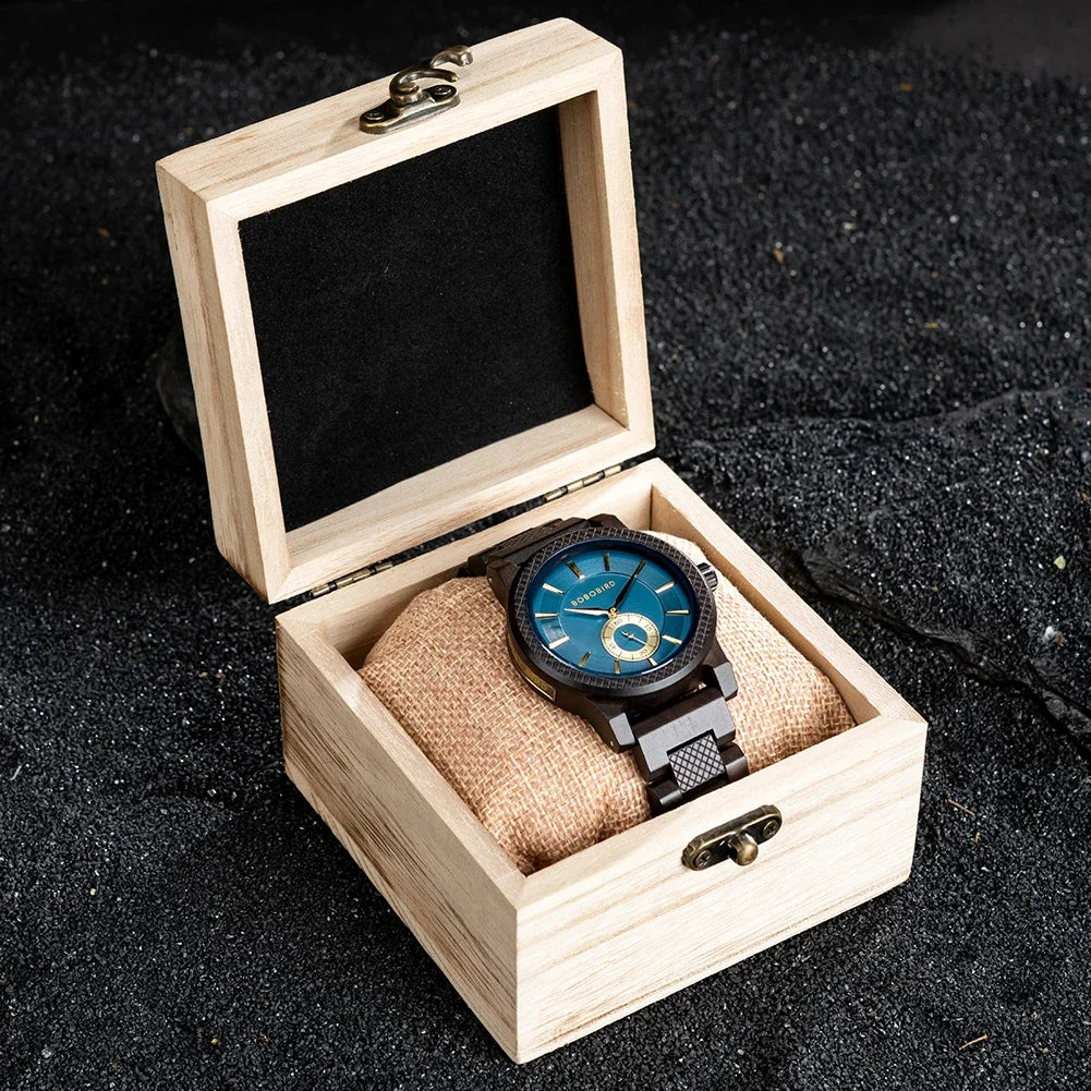 BOBOBIRD Orologio In Legno Da Uomo Personalizzato Nome Testo Sulla Custodia Posteriore Orologio Quarzo Scatola Regalo