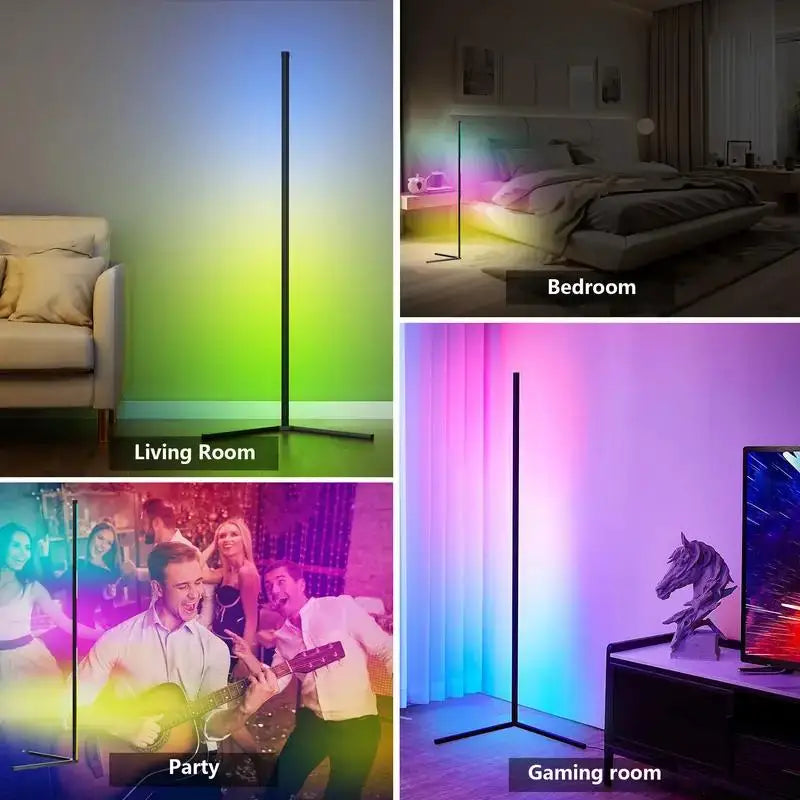Lampada Da Terra Angolare RGB Dimmerabile Con Controllo Tramite App E Sincronizzazione Musicale