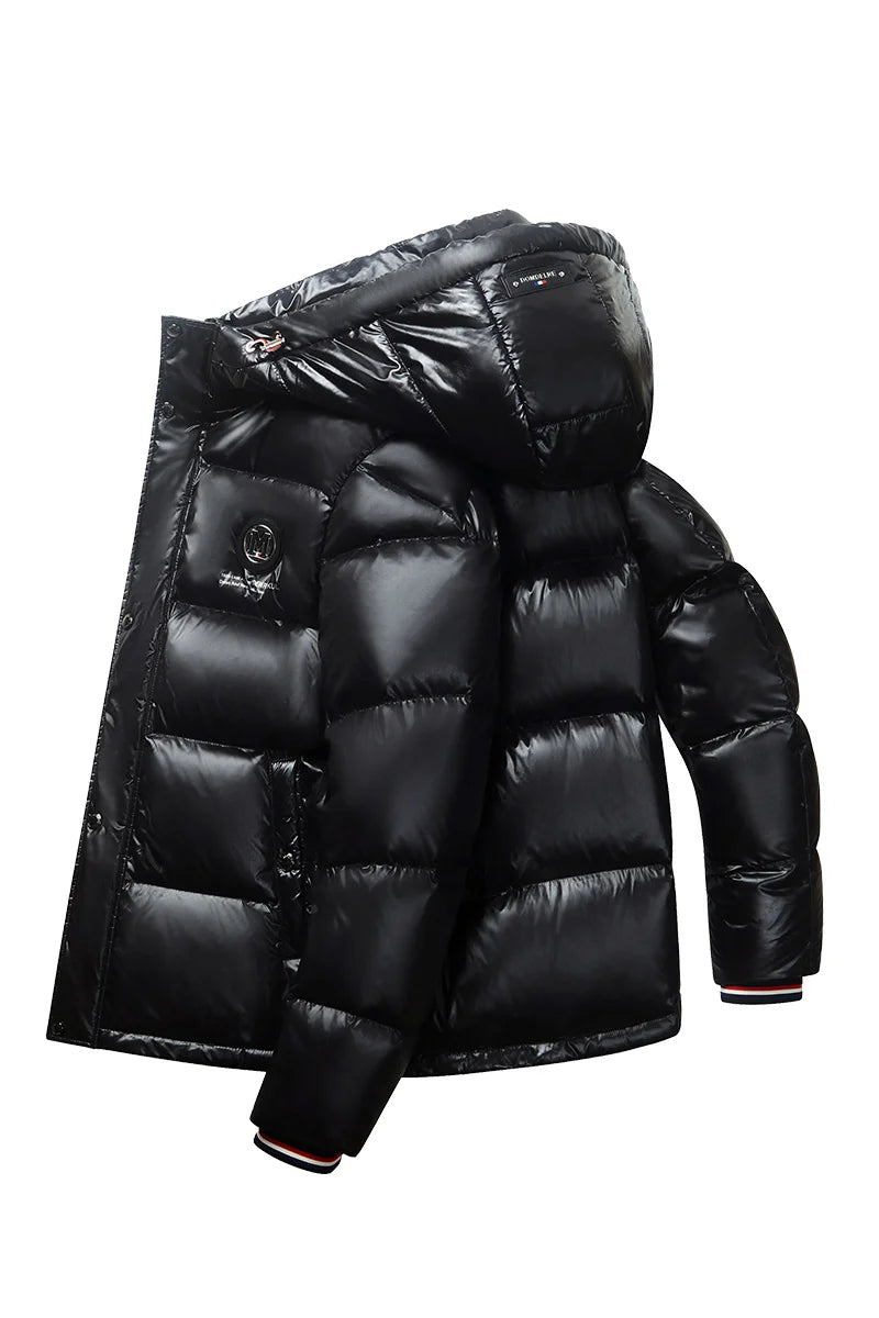 Piumino Da Uomo 2025 Inverno Con Cappuccio E Cerniera D Anatra Bianco Caldo Alla Moda Da Esterno Casual