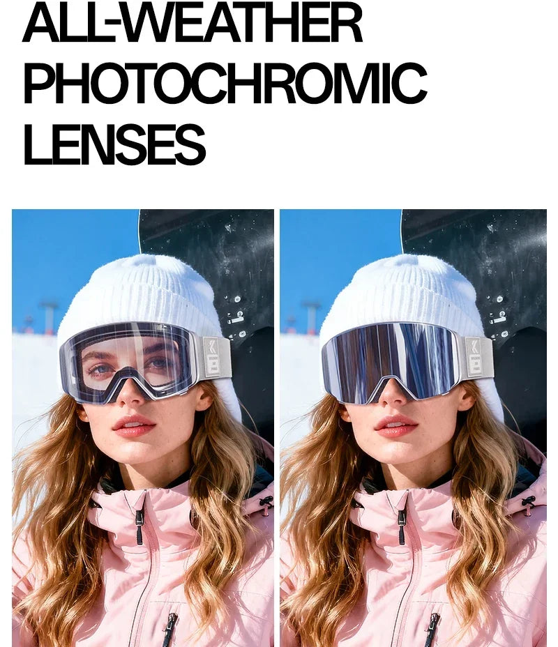 Kapvoe Occhiali Da Neve Magnetici Flip Over Fotocromatici UV400 Antinebbia Uomo Donna TPU Lenti In Policarbonato
