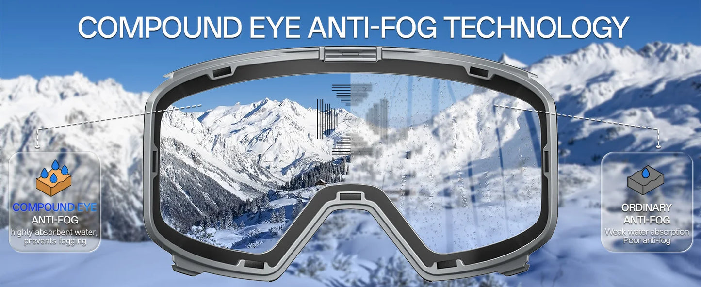 Occhiali Da Sci Fotocromatici KAPVOE Traspiranti Per Esterni UV400 Anti Appannamento Con Lenti Flip Per Neve E Snowboard