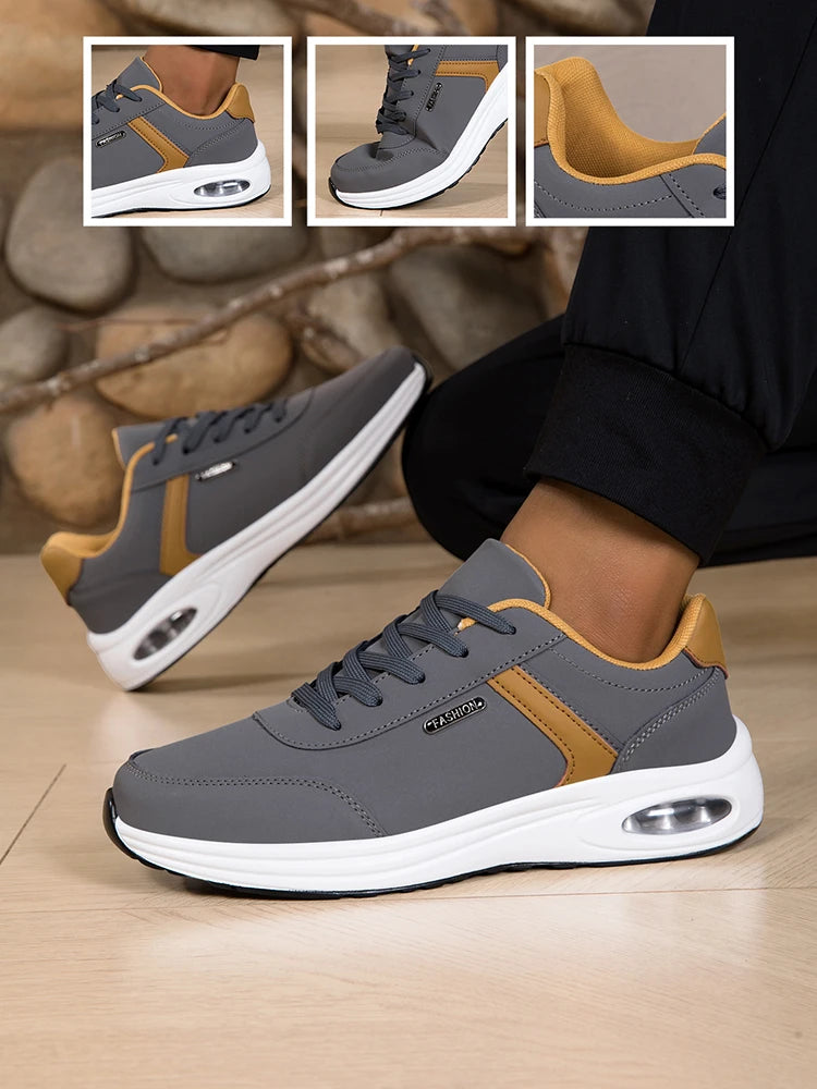 Scarpe Sportive Da Uomo Impermeabili In Pelle Casual Antiscivolo Da Passeggio E Tennis Con Aumento Di Altezza