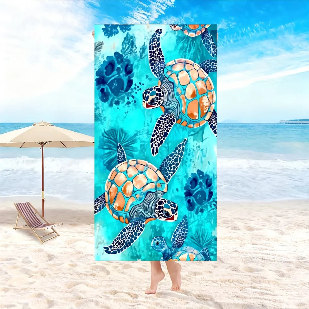 Telo Mare Per Donna Con Motivo Onde Oceaniche E Floreale Asciugatura Rapida Super Morbido Anti Sabbia Grande Vacanze