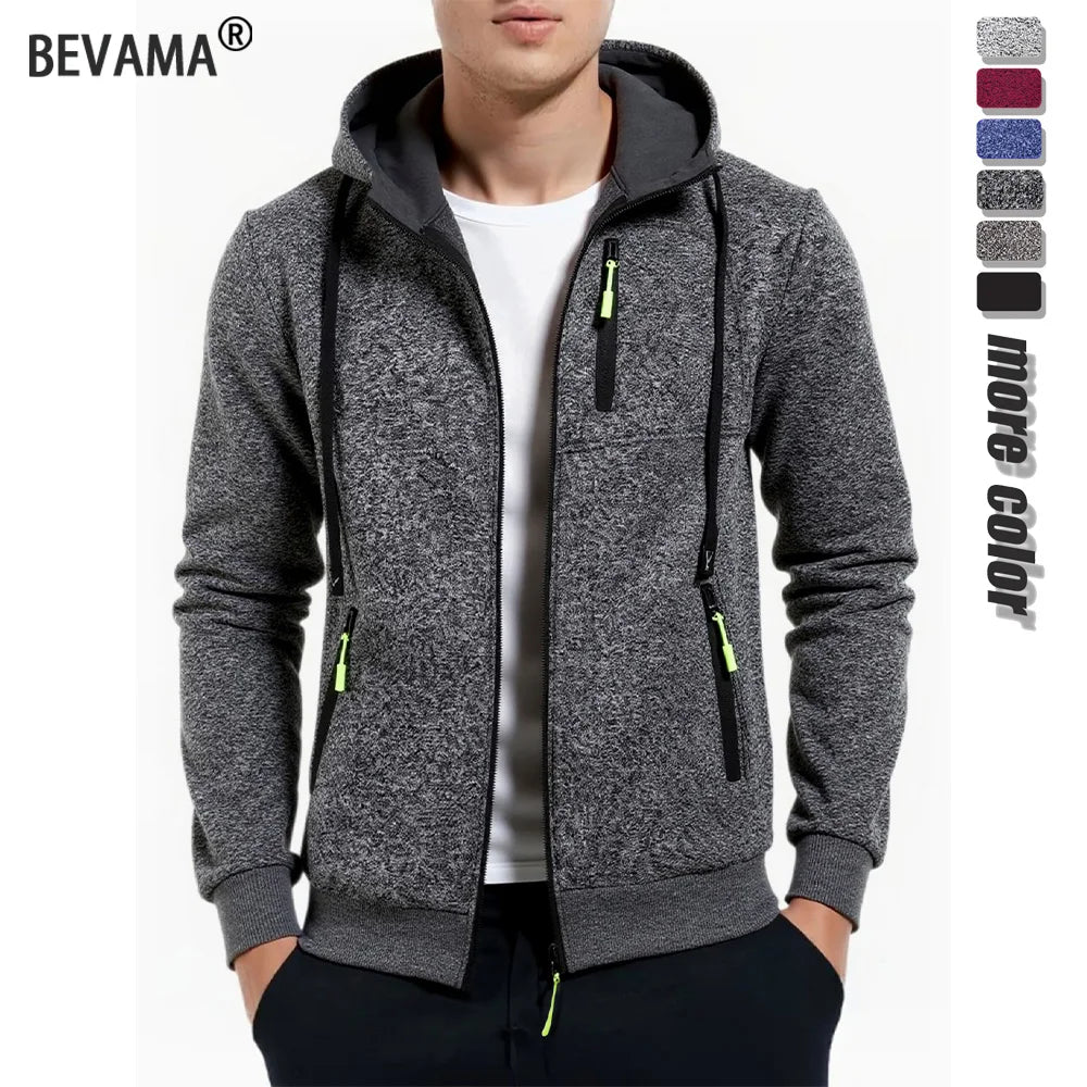 Felpe Con Cappuccio Da Uomo Autunnali Giacca Con Cerniera Maniche Lunghe Tinta Unita Sportivo Da Esterno Slim Fit