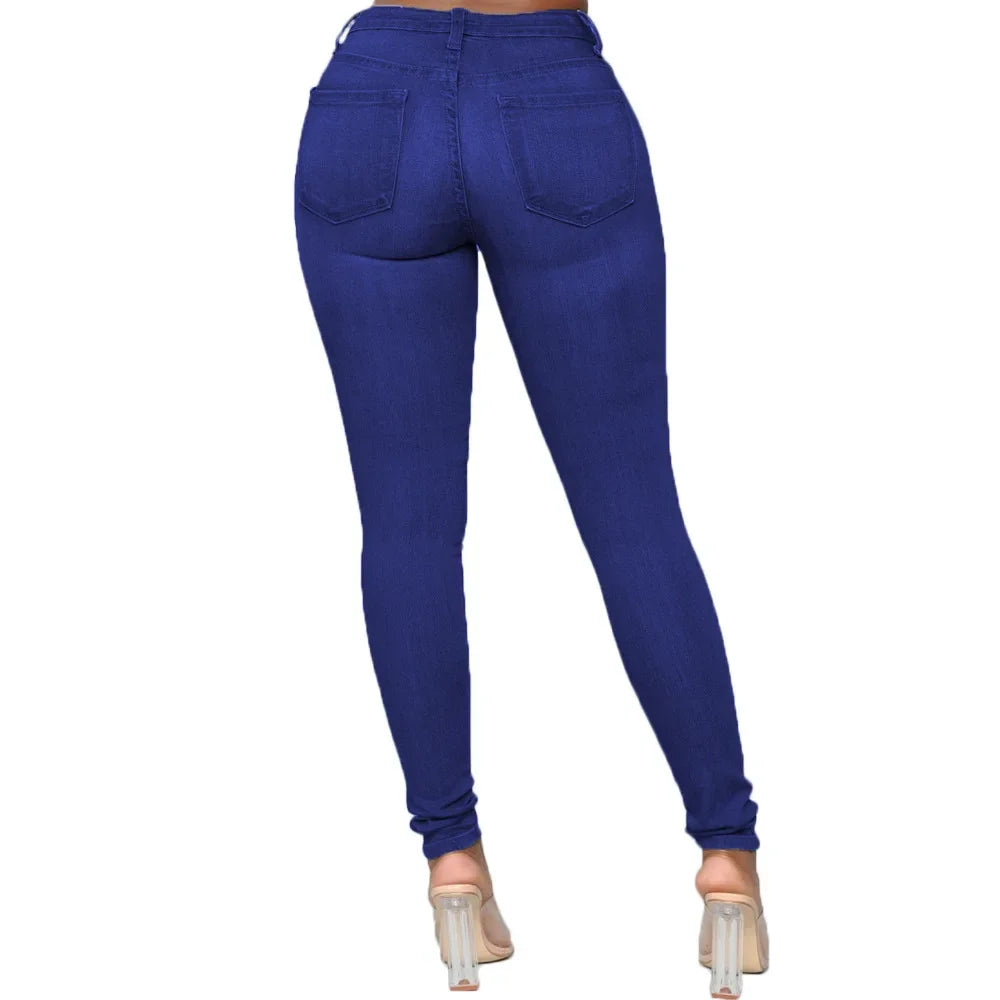 Jeans Da Donna Sexy In Denim A Matita Con Sollevamento Del Sedere Tasche Pulsante Taglia Grande Lunghezza Variabile