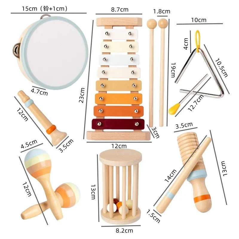 Set Strumenti Musicali Per Bambini In Legno Montessori Xilofono E Tamburo Regalo Educativo Per Età Prescolare 3 6 Anni