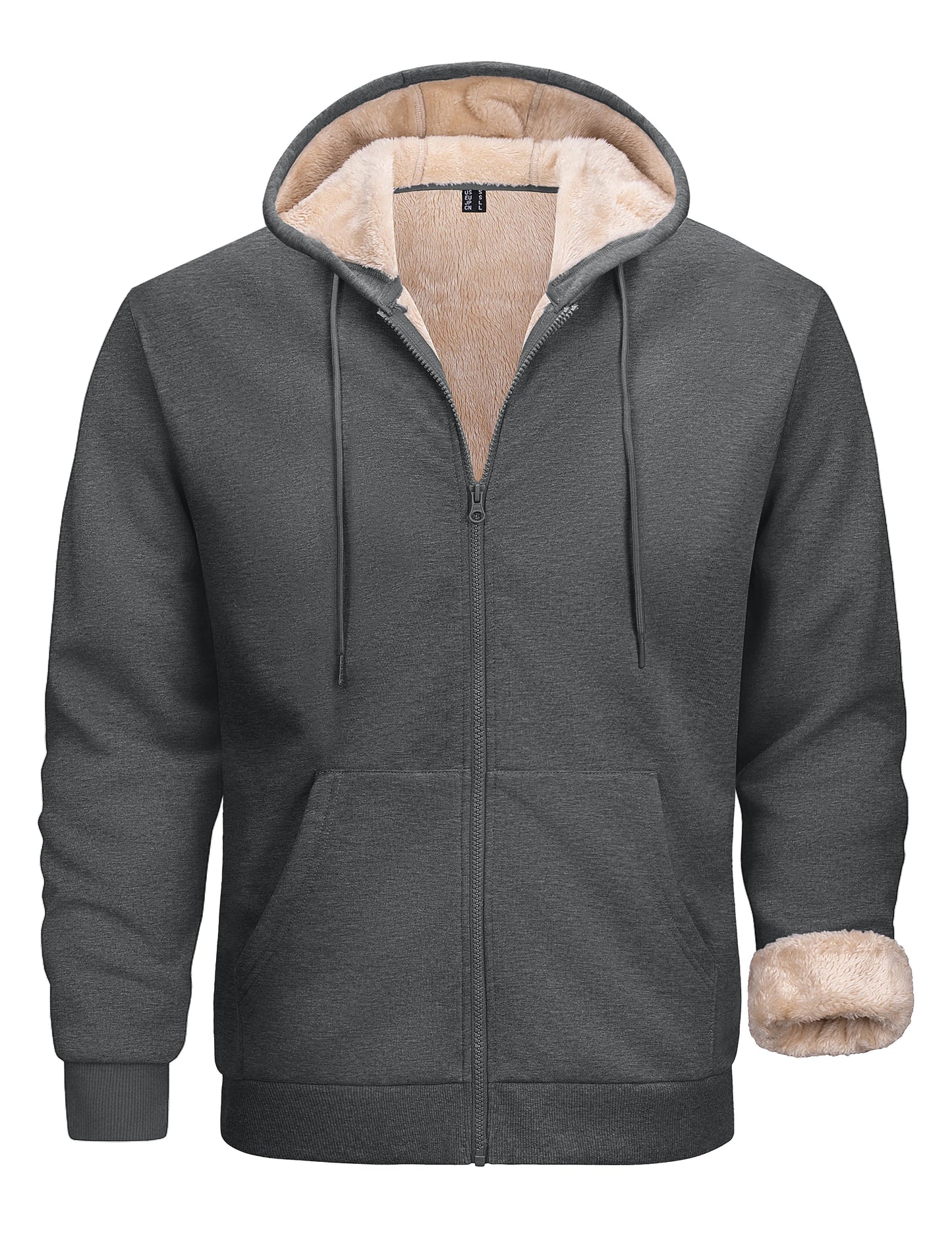 Tacvasen Felpa Con Cappuccio Da Uomo Zip Fodera Sherpa Invernale Pile Spesso Caldo Capispalla Casual