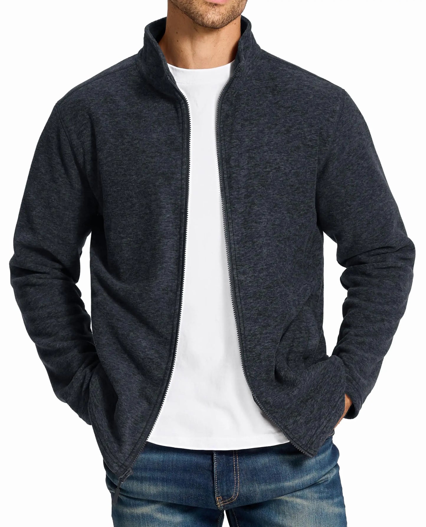 Tacvasen Giacche In Pile Leggere Con Zip Intera Da Uomo Casual Primaverile Con Tasche E Colletto Alla Coreana