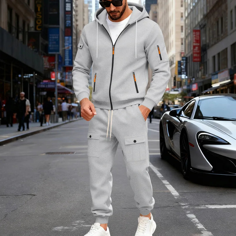 Set Maglione Con Cappuccio Moda Sportiva All'Aria Aperta In Velluto Sciolto Da Uomo Autunno Inverno