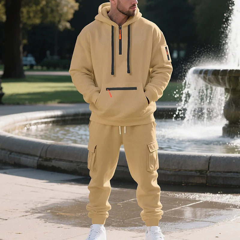 Tuta Sportiva Da Uomo In Pile Per Autunno Inverno Con Zip Tasche Multitasche Abbigliamento Sportivo Casual