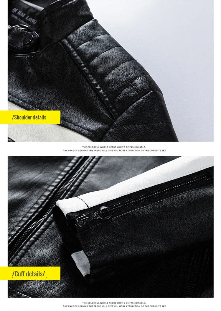 Giacca Da Moto Vintage Uomo Bomber Biker Con Zip Pelliccia Sintetica Cappotto In Pu Nero Rosso Marrone