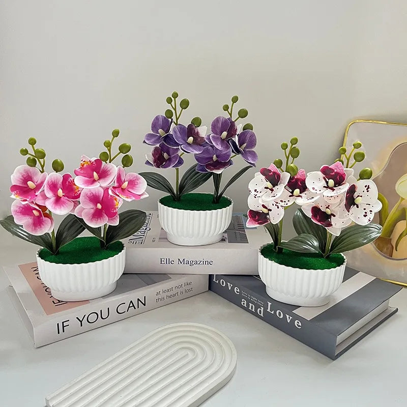 Due Set Di Tre Fiori Simulati Orchidee A Farfalla Piante In Vaso Decorazioni Per La Casa Regalo Di San Valentino