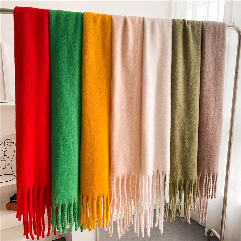 Sciarpa Invernale Per Donna Cashmere Caldo Pashmina Morbida Grande Scialle Con Nappa Poncho Lungo Echarpe
