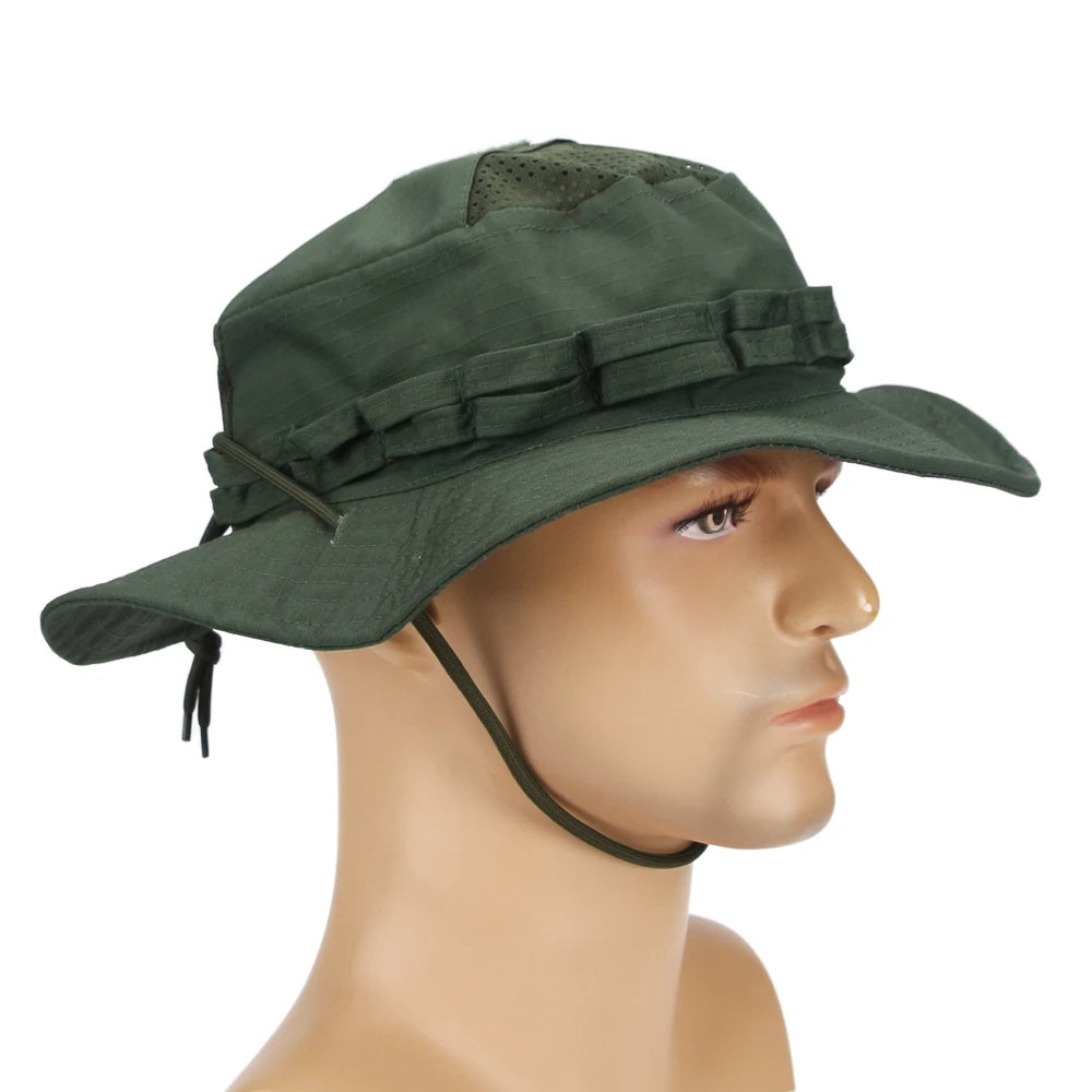 Cappello Boonie Camouflage Protezione Solare Traspirante Antivento Uomo Per Escursionismo Pesca Caccia