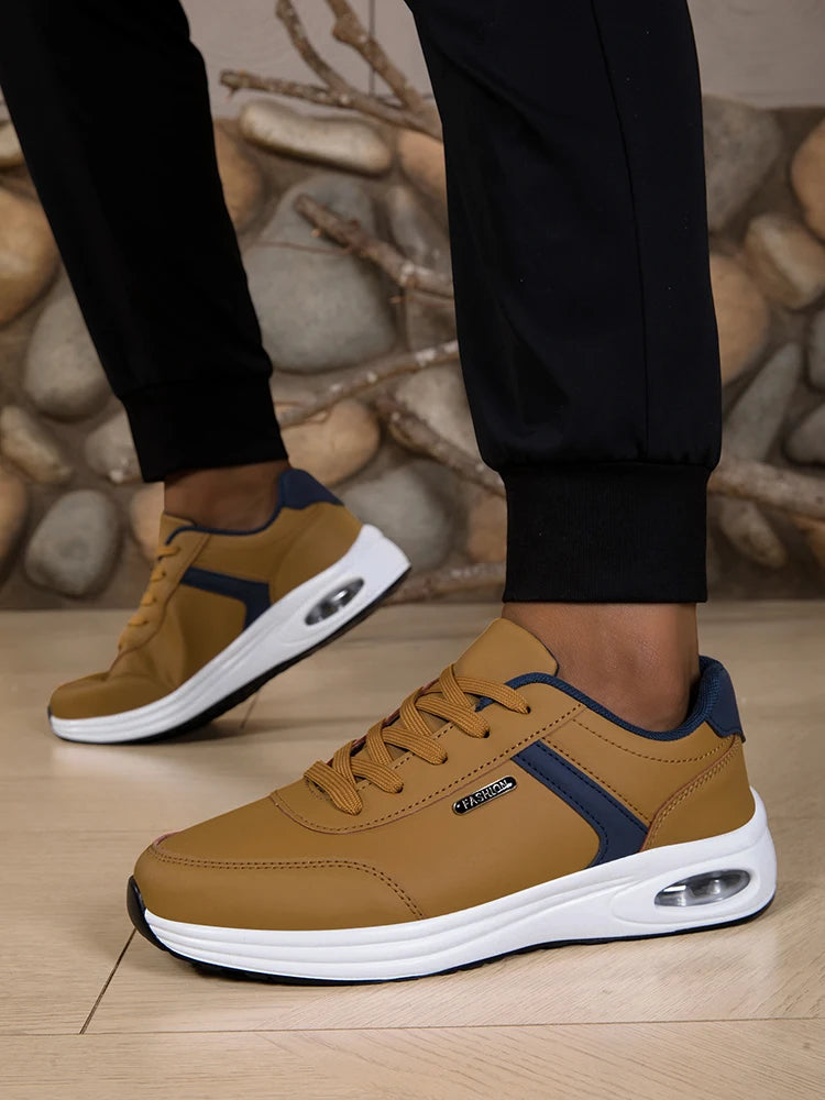 Scarpe Sportive Da Uomo Impermeabili In Pelle Casual Antiscivolo Da Passeggio E Tennis Con Aumento Di Altezza
